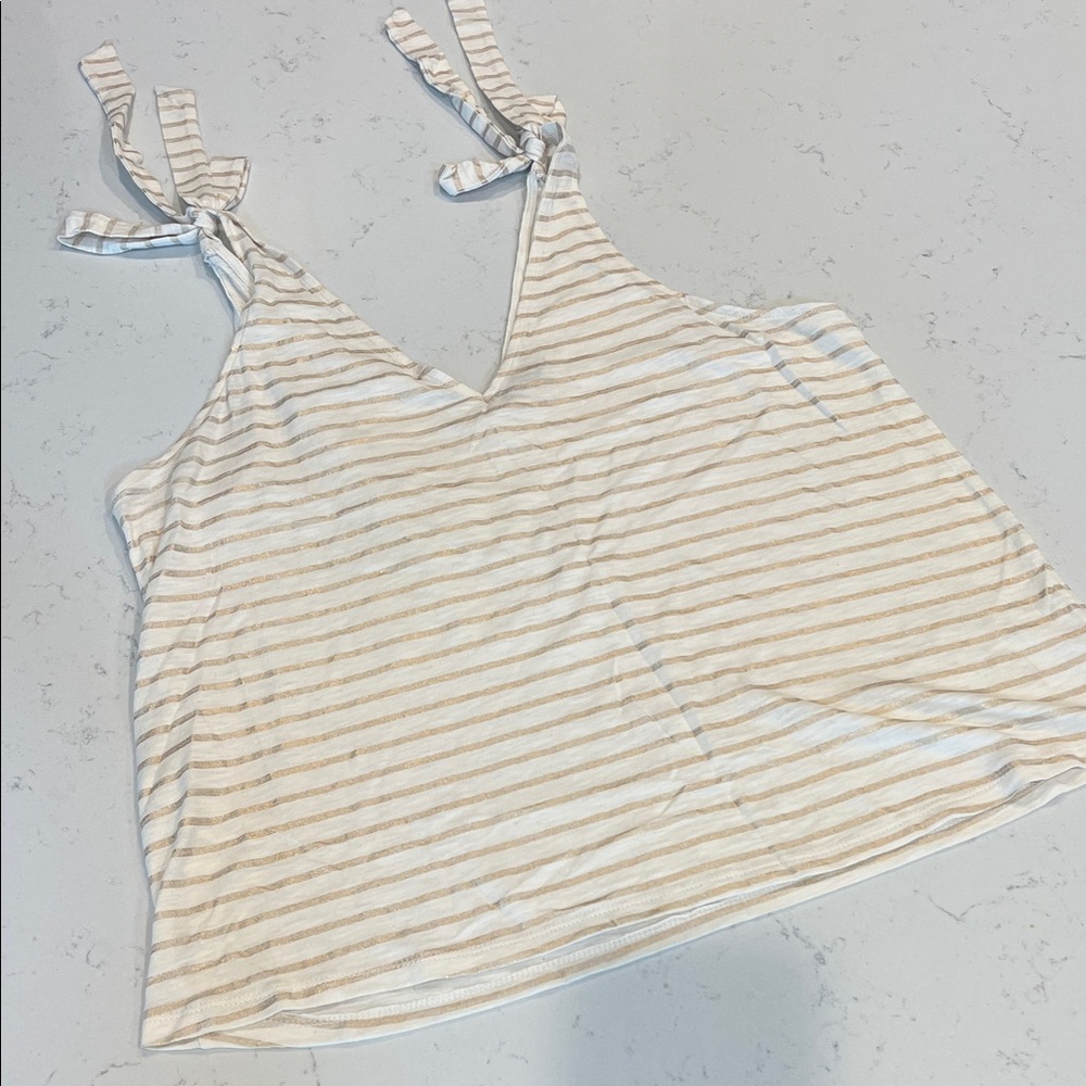 Express White and Tan Striped Camisole